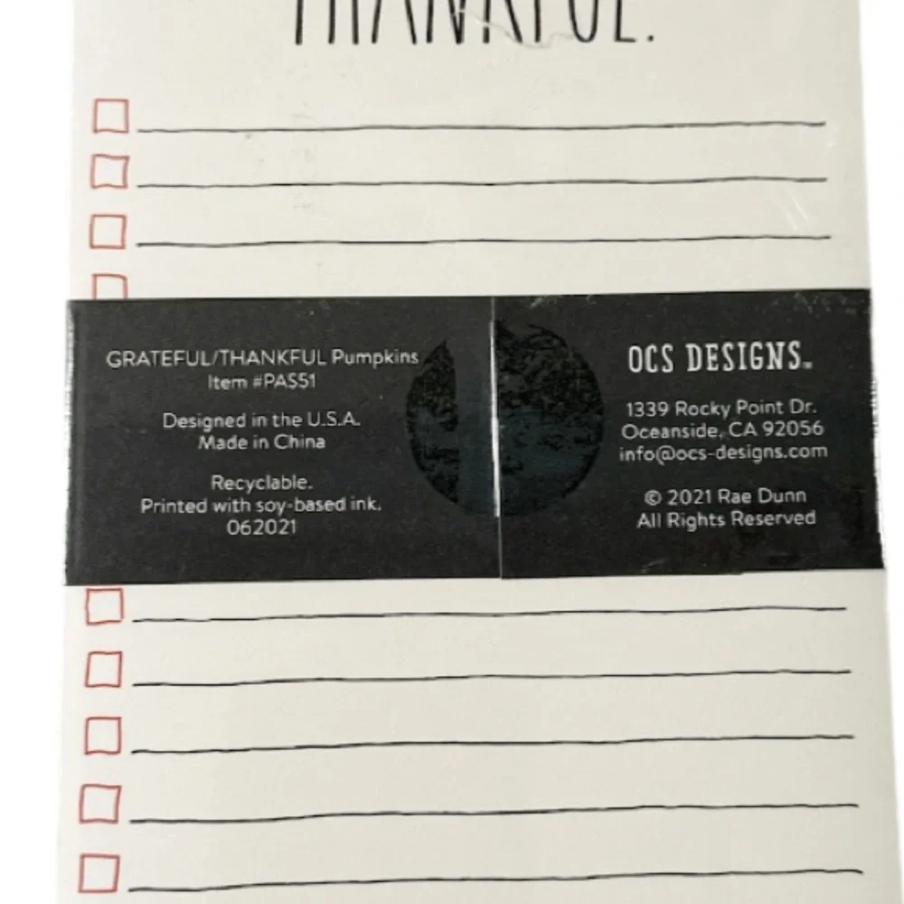 NEW Rae Dunn 🍁GRATEFUL/THANKFUL🍁 Notepad Set/2